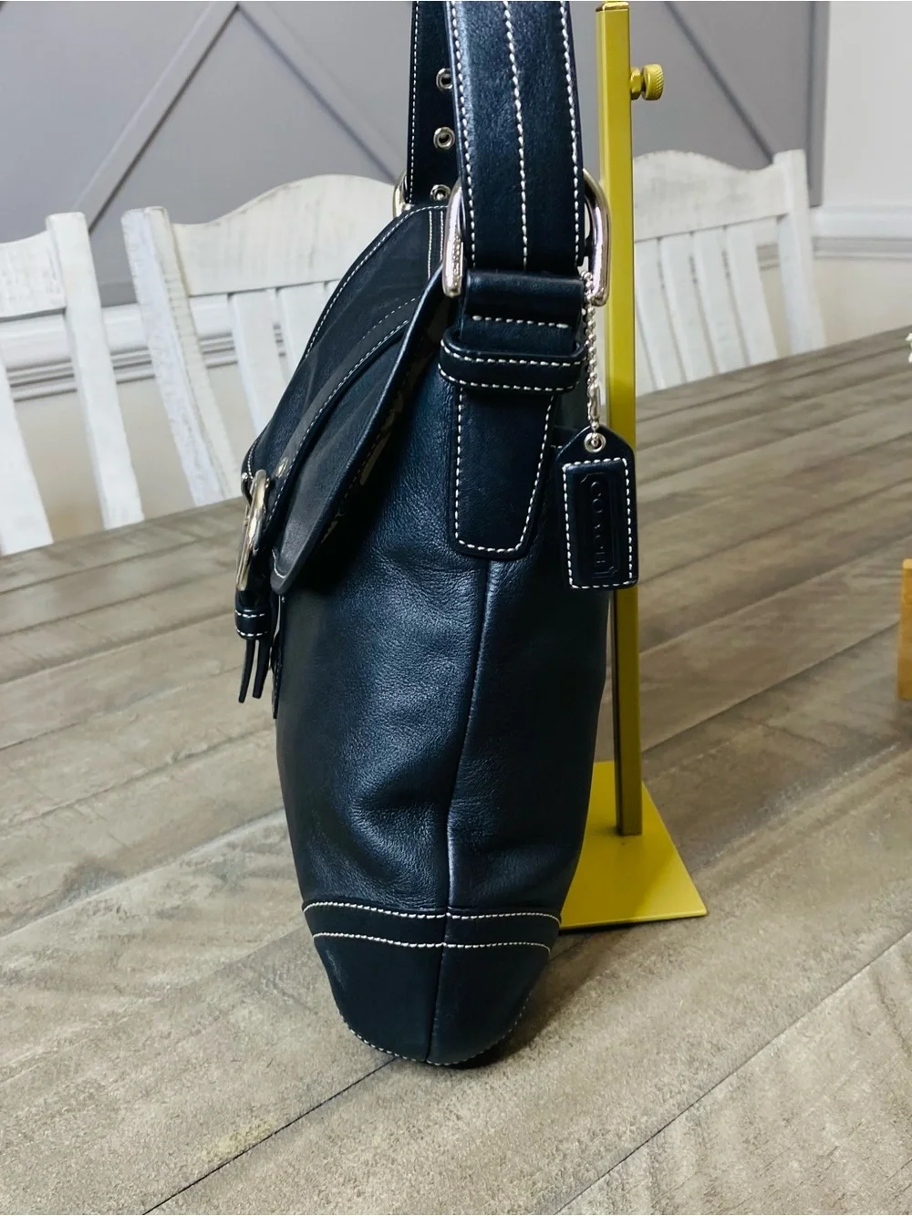 Vintage Coach Y2K Soho Black Leather Buckle Flap Shoulder Hobo Bag